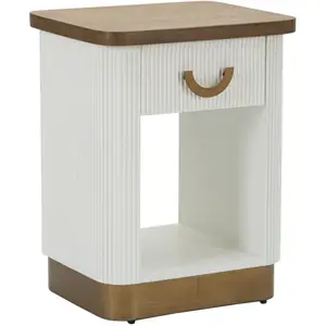 Comparateur de prix : Mauro Ferretti Table de chevet en bois blanc et marron 48x40x62 cm