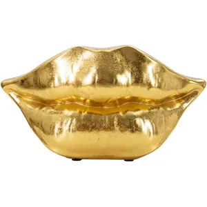 Comparateur de prix : Vase en résine doré en forme de lèvres 23x8x12 cm