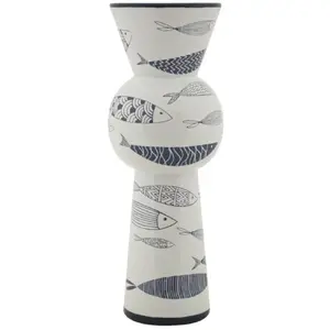 Comparateur de prix : MAURO FERRETTI Vase en céramique blanche avec poisson ø 14x38,5 cm
