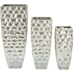 MAURO FERRETTI Porte-pot en métal argenté Ø 38,1x90,8-30,5x75,6-24,8 cm