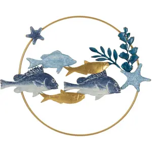 Comparateur de prix : Panneau mural décoratif 3d en métal multicolore 77x5x63 cm.