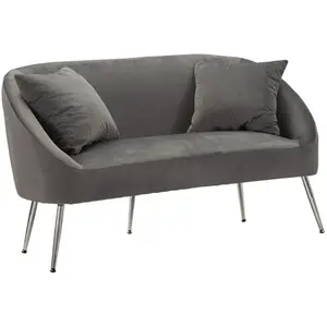 Mauro Ferretti Canapé 2 places en métal et velours avec coussins 137x69x79 cm pas cher