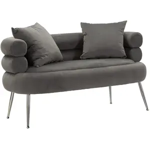Mauro Ferretti Canapé 2 places en métal et velours avec coussins 133x68x69 cm pas cher