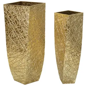 Mauro Ferretti Porte-pot en métal doré 34x34x90-25x25x78 cm