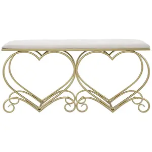 Comparateur de prix : Mauro Ferretti - Banc Coeur blanc/doré - 51.5x105x37.5 cm T.U