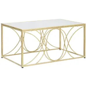 Mauro Ferretti - Table basse exy doré/blanc - 90x60x45 cm T.U pas cher