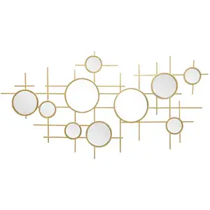 Comparateur de prix : Mauro Ferretti Miroir mural géométrique en métal doré 117x4,5x61 cm