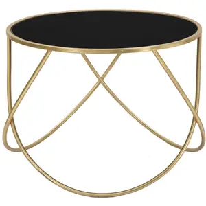 Comparateur de prix : MAURO FERRETTI Table basse moderne ronde 60 cm en métal doré et verre noir Ring