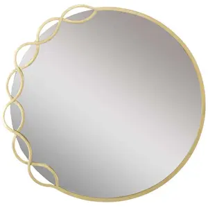 MAURO FERRETTI Miroir mural linéaire rond en métal doré 73,5x2x72 cm