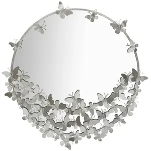 Comparateur de prix : Mauro Ferretti - Miroir Papillons Rond argenté - 91x3x94 cm T.U