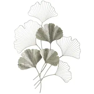 MAURO FERRETTI Panneau décoratif 3d en métal argenté avec feuilles 62x4x86 cm pas cher