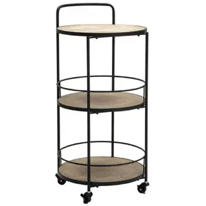 Mauro Ferretti - Chariot d'appoint Arex noir/marron - 40x41.5x82 cm OS pas cher