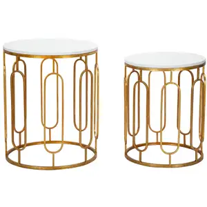 Comparateur de prix : Mauro Ferretti - 2 Tables d'appoint Tory doré/blanc T.U