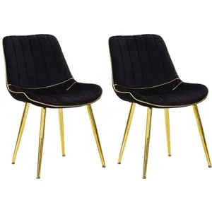Comparateur de prix : MAURO FERRETTI Chaise en métal et tissu Paris (Lot de 2) noir et doré.