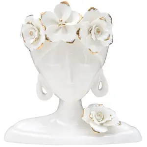 Comparateur de prix : Mauro Ferretti - Vase en porcelaine Young blanc/doré - 21.7x14x21 cm T.U