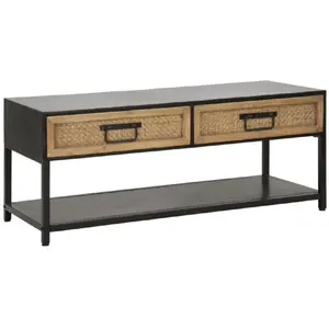 Mauro Ferretti - Meuble TV Hanoi noir/marron - 95x38x38 cm T.U pas cher