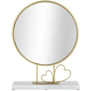 Mauro Ferretti - Miroir de table Coeur doré/marbre - 39.5x30x9 cm T.U pas cher