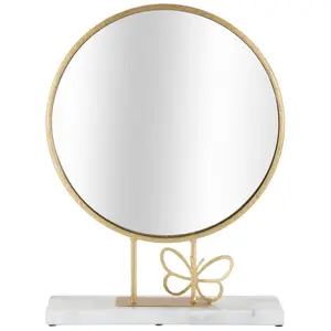 MAURO FERRETTI Miroir à poser en métal doré et marbre blanc 30x9x39,5 cm pas cher