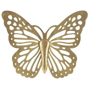 Panneau décoratif 3D en métal doré papillon 43x2x35 cm