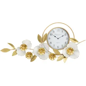 MAURO FERRETTI Horloge avec fleurs décoratives en métal flow 92.5 x 8 x 45.5 cm pas cher