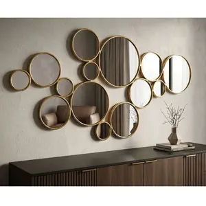 Comparateur de prix : Mauro Ferretti Décoration murale avec des miroirs ronds dorés mirrors