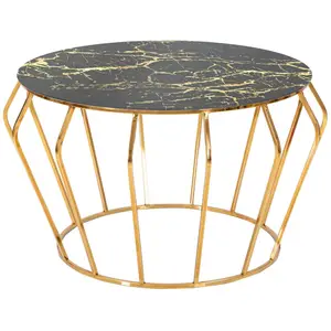 Comparateur de prix : Table basse en métal doré avec plateau rond Ø 78x44,5 cm