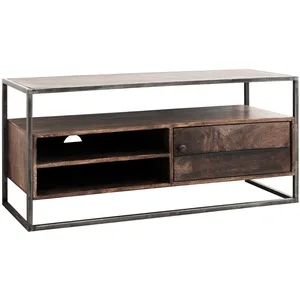Comparateur de prix : MAURO FERRETTI Meuble tv en bois marron avec étagères et porte 120x40x55 cm
