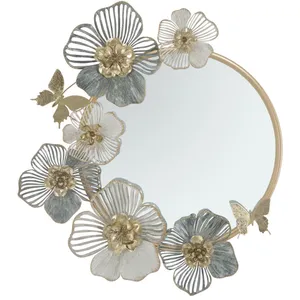 MAURO FERRETTI Miroir mural avec fleurs en métal multicolore 63x6,4x70,5 cm