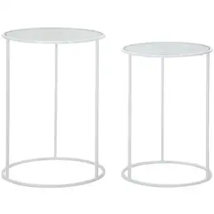Comparateur de prix : MAURO FERRETTI Lot de 2 tables en métal blanc avec papillons ø 43x60-38x55 cm