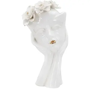 Comparateur de prix : Vase Mauro Ferretti Woman Mask Blanc 16,5x14x27,3 cm 0420680000