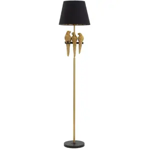 Comparateur de prix : Mauro Ferretti - Lampadaire Perroquets noir/doré - D.37x164.5 cm T.U