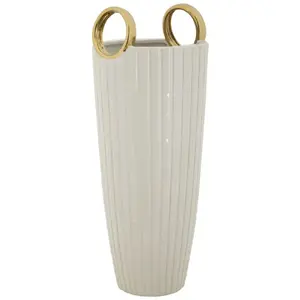 Comparateur de prix : MAURO FERRETTI Vase en céramique blanche avec lignes ø 18x45 cm