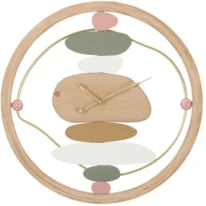 Horloge murale ronde en bois et métal marron ø 57x3,8 cm