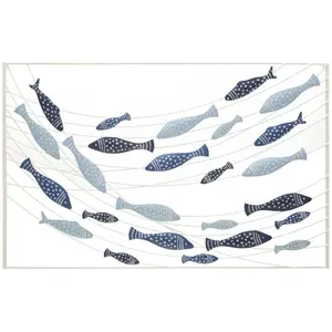 Comparateur de prix : MAURO FERRETTI Panneau décoratif 3d en métal poisson bleu 96,5x1,5x61 cm