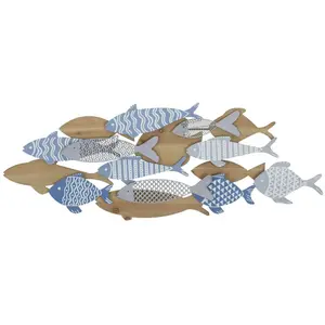 Comparateur de prix : MAURO FERRETTI Panneau décoratif 3d en métal poisson bleu 91x3x33,5 cm