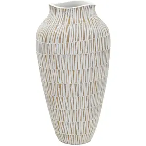 Comparateur de prix : MAURO FERRETTI Vase en résine blanche aux lignes géométriques ø 22x44 cm