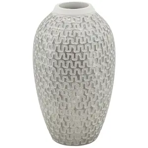 MAURO FERRETTI Vase en résine grise à décors géométriques ø 19,5x34 cm pas cher