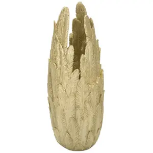 Comparateur de prix : MAURO FERRETTI Vase en résine dorée composé de plumes 32x34x80 cm