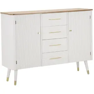 Comparateur de prix : Armoire en bois blanc et marron avec portes et tiroirs cm 117x37x90