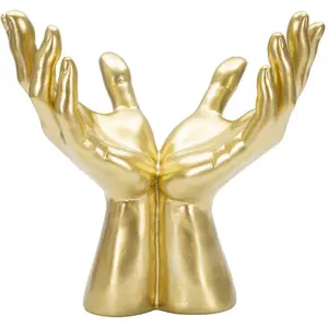 Statuette en forme de mains jointes en résine dorée cm 25x15x24
