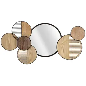 Miroir mural en métal et bois marron et noir, 123,2x4,4x63,5 cm