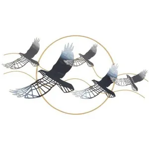 Mauro Ferretti Panneau décoratif en métal multicolore avec oiseau 3D 91x7x50 cm pas cher