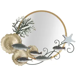 Comparateur de prix : MAURO FERRETTI Miroir mural avec poisson en métal multicolore 88,9x7,6x65,4 cm