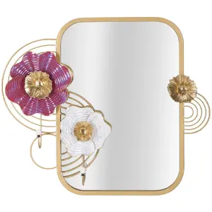Mauro Ferretti Miroir mural avec fleurs multicolores en métal 75x9,5x64,1 cm pas cher
