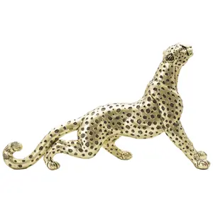 Statue de léopard en résine dorée 33x7,7x19,5 cm pas cher