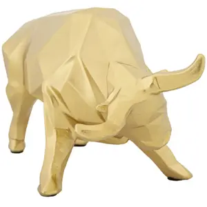 Décor statue de taureau en résine dorée 19.5x9.9x10.6 cm