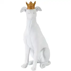 Comparateur de prix : Mauro Ferretti - Sculpture chien blanc/doré - 20x12.5x33 cm T.U
