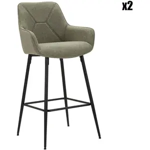 MAURO FERRETTI Lot de 2 tabourets de bar en tissu vert et pieds métal 55x55x109 cmVendu parkaufland
