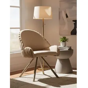 Chaises de salle à manger en tissu crème et métal pas cher