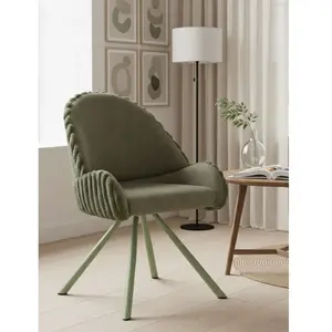 Chaise de salle à manger en tissu vert et métal pas cher